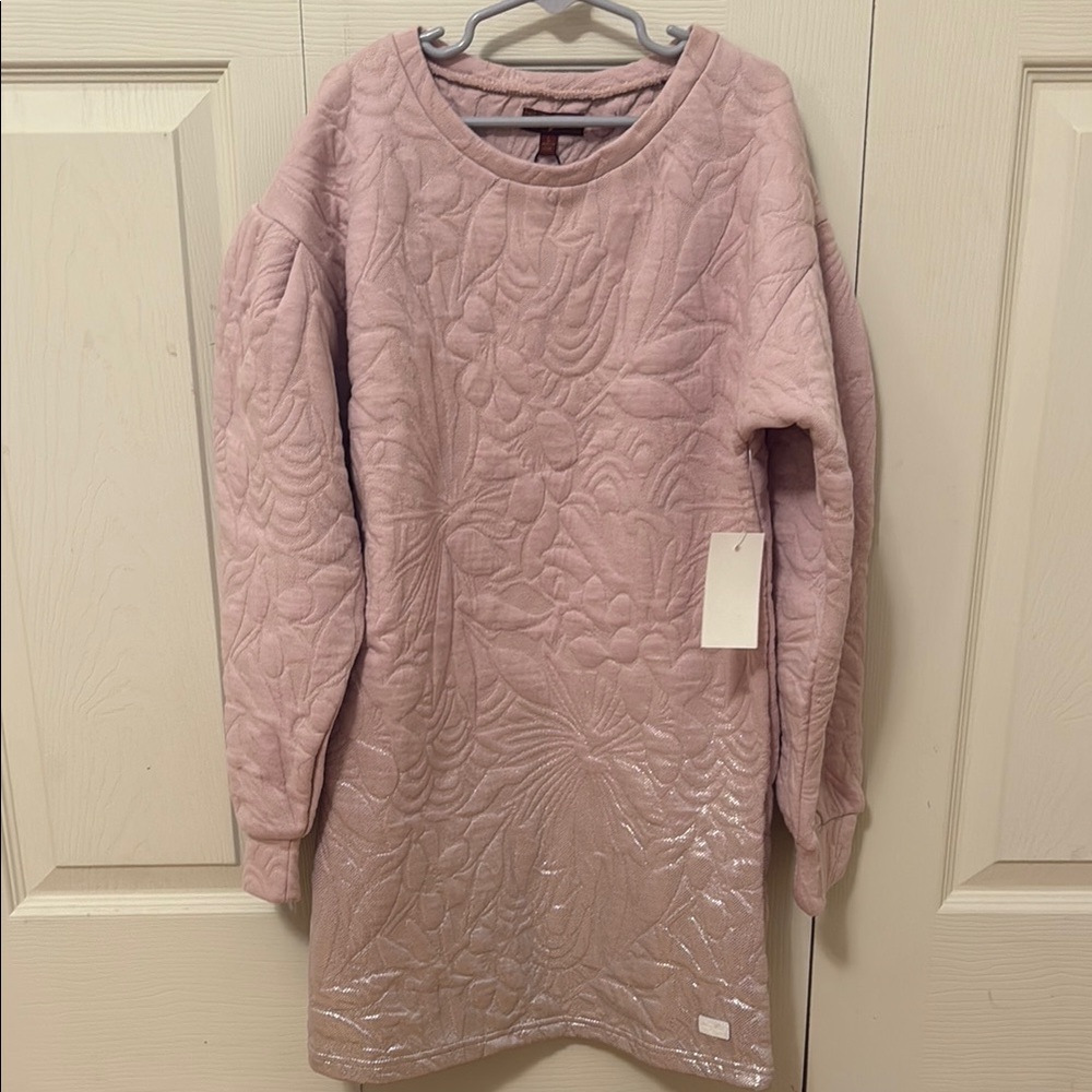 NWT 7 for all mankind pink Quilted Long Sleeve Dress size Large (10-12 girls)
